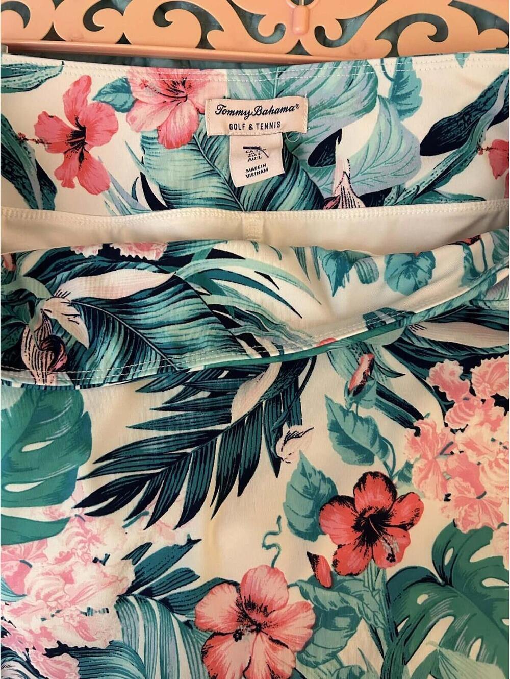 Tommy Bahama Tropical Golf Tennis Skirt Multicolor Tropical Floral Pattern  Sz L - Picture 2 of 2